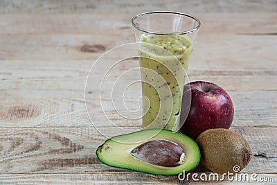 Cocktail fruit. Kiwi Apple avocado diet. proper nutrition Stock Photo