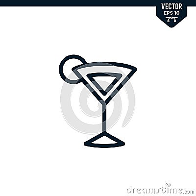 Cocktail Glass icon collection. outlined style Vector Illustration