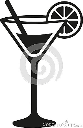 Cocktail glass with lime Vector Illustration