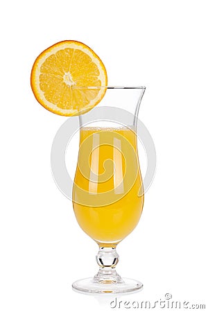 Cocktail glass set. Hurricane with orange juice and orange slice Stock Photo