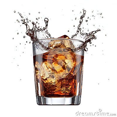 Cocktail glass splashing with ice cubes Cartoon Illustration