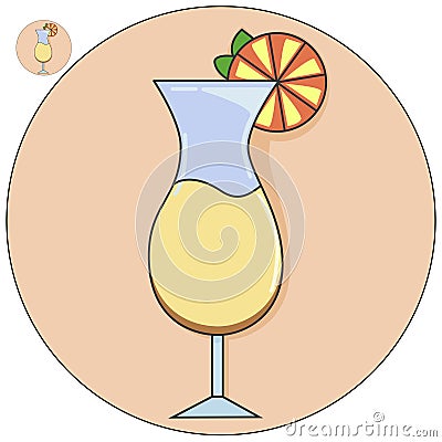 Cocktail in a glass vector icon Vector Illustration