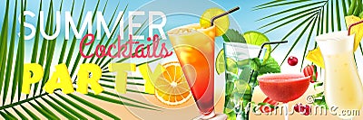 Cocktail Horizontal Poster Vector Illustration