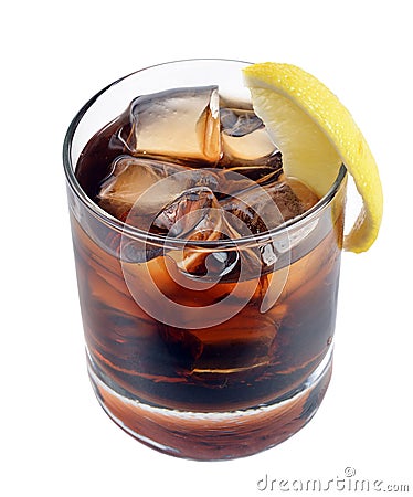 Cocktail with ice cola whiskey Stock Photo