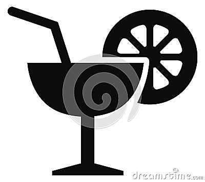 Cocktail icon. Black summer drink black symbol Stock Photo