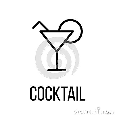 Cocktail icon or logo in modern line style. Vector Illustration