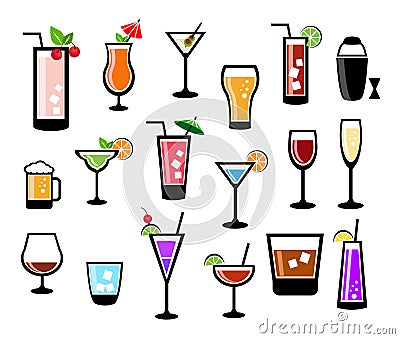 Cocktail icon set Vector Illustration