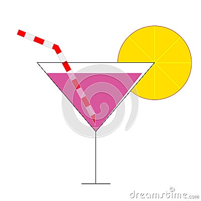 Cocktail icon with a straw Vector Illustration