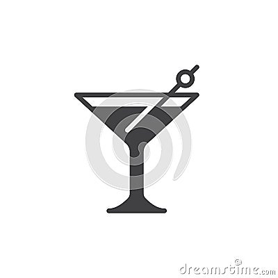 Cocktail icon vector, filled flat sign, solid pictogram isolated on white. Vector Illustration