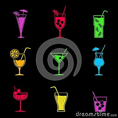 Cocktail icons Vector Illustration