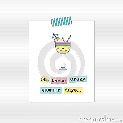 Cocktail inspirational card Vector Illustration