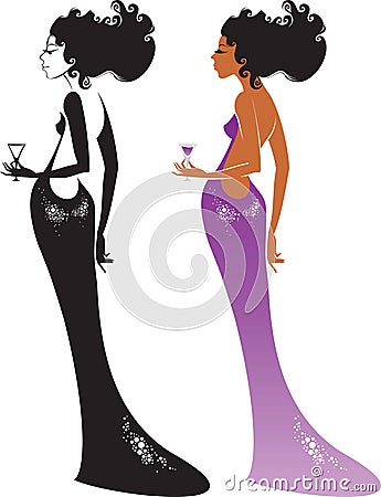 Cocktail lady Vector Illustration