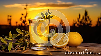 cocktail lemon tea drink citrus Cartoon Illustration