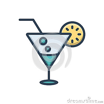 Color illustration icon for Cocktail lime, beverage and food Cartoon Illustration