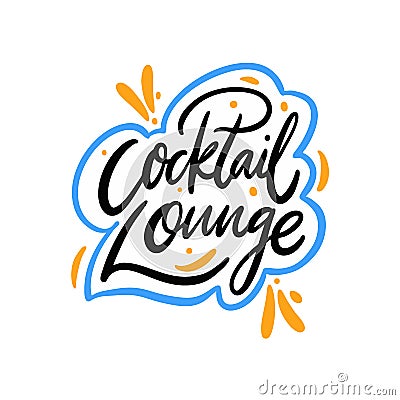 Cocktail Lounge hand drawn vector lettering. Isolated on white background Stock Photo