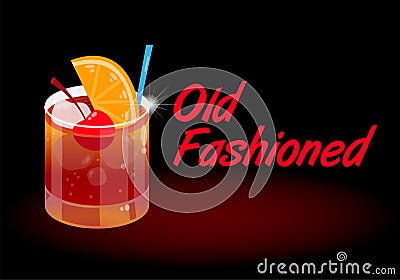 Cocktail Old Fashioned Vector Illustration