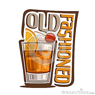 Cocktail Old Fashioned Vector Illustration