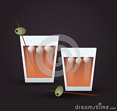 Cocktail olive glass summer alcohol icon Vector Illustration