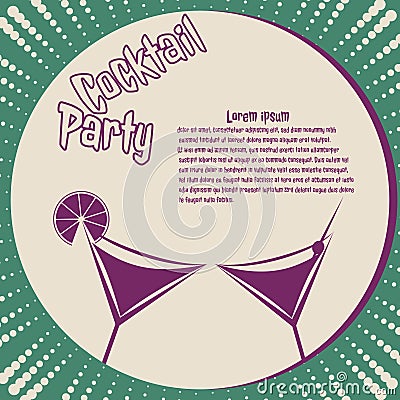 Cocktail party card. Cartoon Illustration