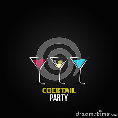 Cocktail party glass design menu background Vector Illustration