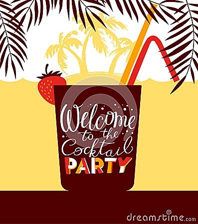 Cocktail party holiday invitation. Background for night club or Vector Illustration