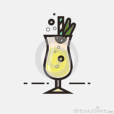 Cocktail Pina Colada Vector Illustration