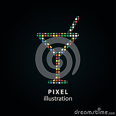 Cocktail - pixel illustration. Vector Illustration