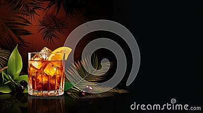 cocktail rum whiskey drink Cartoon Illustration