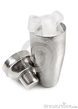 Cocktail shaker with ice Stock Photo