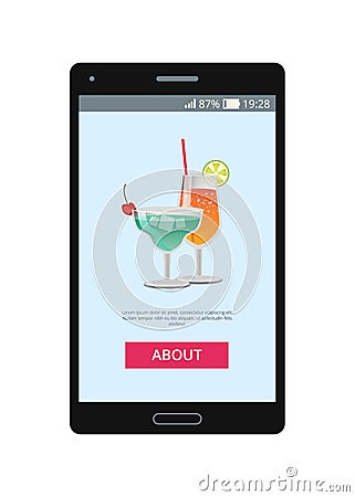 Cocktail Shown on Mobile Phone Vector Illustration Vector Illustration