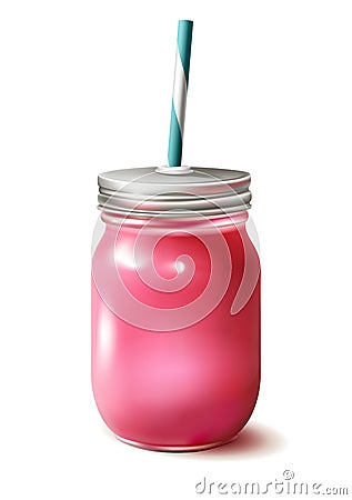 Cocktail, smoothies. Raspberry drink on a white background. Vector Illustration