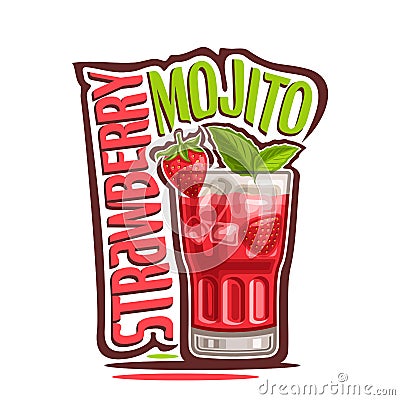 Cocktail Strawberry Mojito Vector Illustration