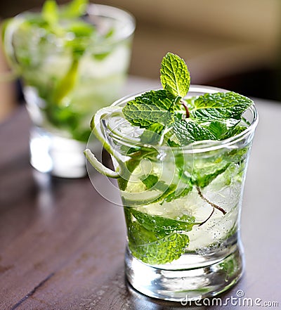 Cocktail - two cold mojitos Stock Photo