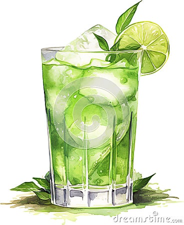Cocktail Watercolor Clipart Stock Photo