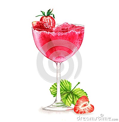 Cocktail watercolor illustration Cartoon Illustration