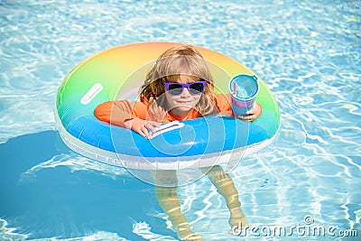 Cocktail on watter pool in the summer. Kids beach fun. Stock Photo
