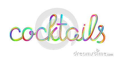 Cocktails calligraphic colorful lettering text Vector Illustration