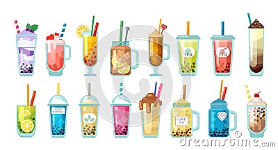 cocktails. different alcoholic drinks and tropical cocktails in glasses various forms. Vector illustrations Vector Illustration