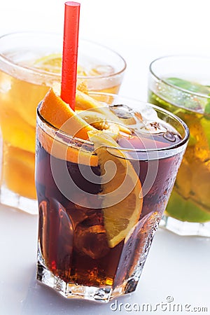 Cocktails with different citrus fruits Stock Photo