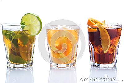 Cocktails with different citrus fruits Stock Photo