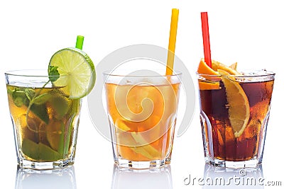 Cocktails with different citrus fruits Stock Photo