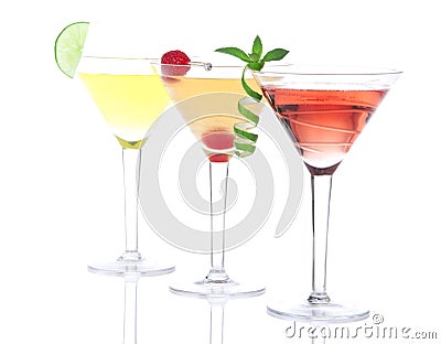Cocktails martini yellow, red and orange Stock Photo