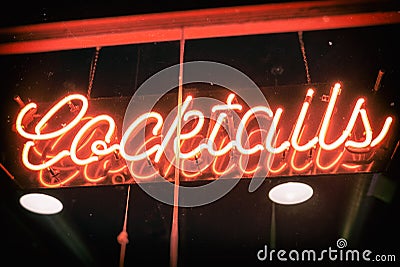 Cocktails Neon Sign Vintage Stock Photo