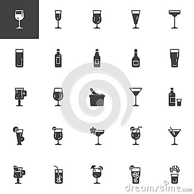 Cocktails vector icons set Vector Illustration