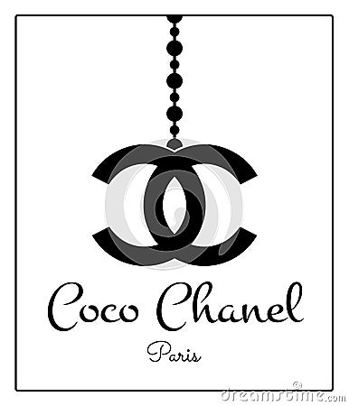 Coco Chanel Paris Poster Design. The famous chanel logo over white. Clean design. Vector Illustration