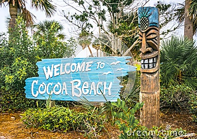 Cocoa Beach Welcome Sign Editorial Stock Photo