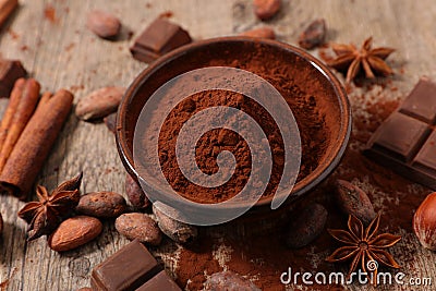 Cocoa and bean Stock Photo