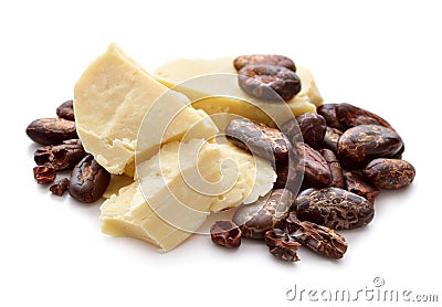Cocoa butter vith nibs. Stock Photo