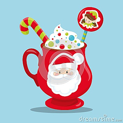 cocoa and cookies santa cup 01 Vector Illustration