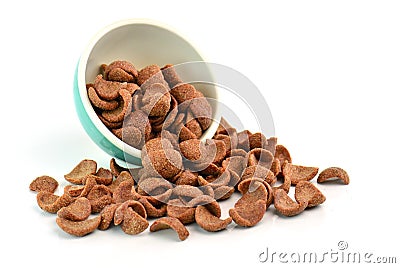 Cocoa crunch cornflakes on white background Stock Photo